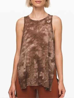 Lululemon Long For Length Tank Top | S - 4 | Brown, Diamond Dye (Pink Bliss)